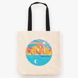 Cosmic Landscape Sun Sea Mountains Sky Moon Alaska Linen Shoppers Tote Bag